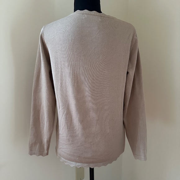 *GRACE KARIN* Tan Scalloped Neck Long Sleeve Sweater Size Medium - Picture 3 of 7